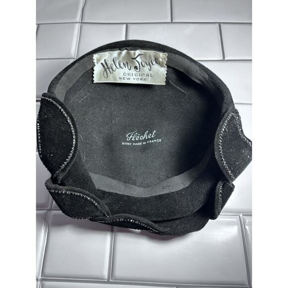 Helen Joyce Original New York Black Velour Vintage Hat With Rhinestones Fle’chet main image 2